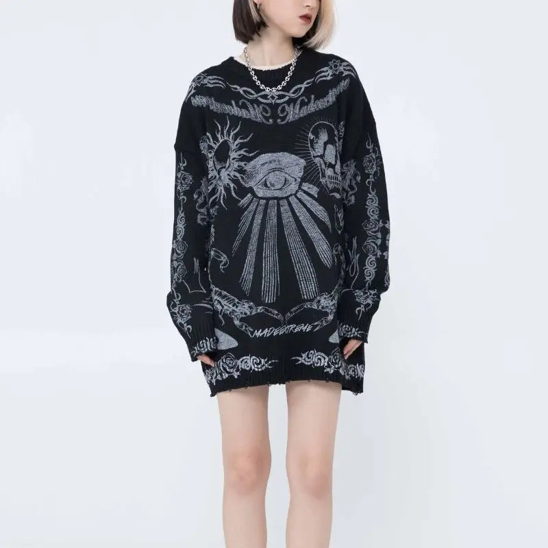 'Made Extreme' Oversized Dark Goth Graffiti Sweater AlielNosirrah