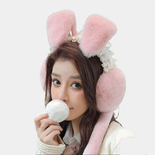 Load image into Gallery viewer, &#39;McTwisp&#39;  Bunny Lace Moving Ear Earmuffs AlielNosirrah
