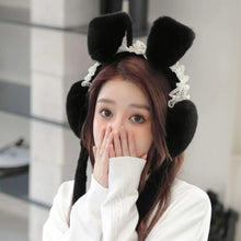 Load image into Gallery viewer, &#39;McTwisp&#39;  Bunny Lace Moving Ear Earmuffs AlielNosirrah
