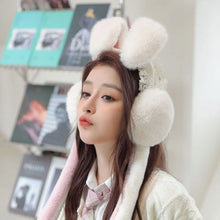Load image into Gallery viewer, &#39;McTwisp&#39;  Bunny Lace Moving Ear Earmuffs AlielNosirrah
