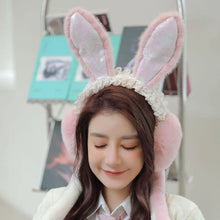 Load image into Gallery viewer, &#39;McTwisp&#39;  Bunny Lace Moving Ear Earmuffs AlielNosirrah
