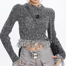 Load image into Gallery viewer, &#39;Meteorite Grunge Knitted Tassel Sweater Top AlielNosirrah
