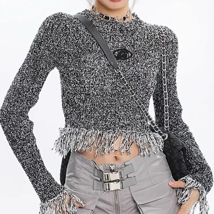 'Meteorite Grunge Knitted Tassel Sweater Top AlielNosirrah