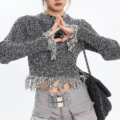 'Meteorite Grunge Knitted Tassel Sweater Top AlielNosirrah