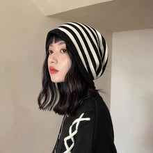 Load image into Gallery viewer, &#39;Mocha&#39; Grunge Stripped Beanie Hat AlielNosirrah
