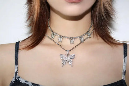 'Montage'  Butterfly Rhinestone Y2k Necklaces Set AlielNosirrah