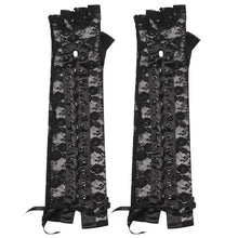 Load image into Gallery viewer, &#39;Moonlight&#39; Lace Strap Mesh Goth Gloves
