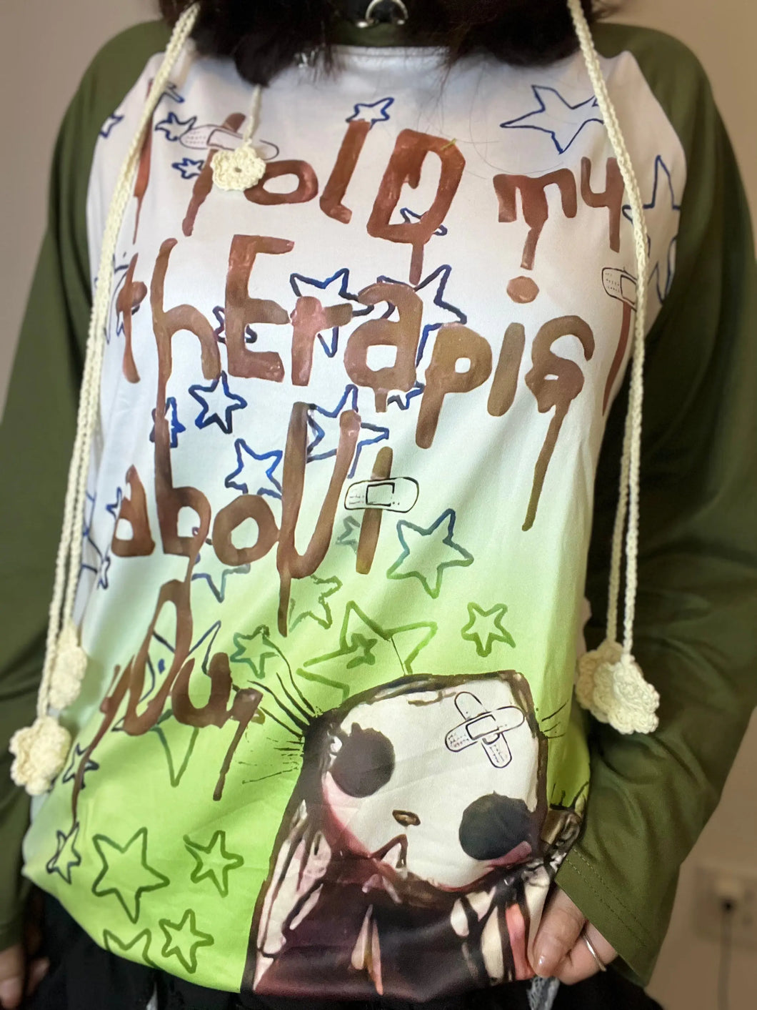 'Moss Girl' Grunge Patchwork Graffiti Top AlielNosirrah