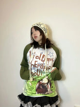Load image into Gallery viewer, &#39;Moss Girl&#39; Grunge Patchwork Graffiti Top AlielNosirrah
