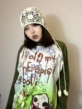 Load image into Gallery viewer, &#39;Moss Girl&#39; Grunge Patchwork Graffiti Top AlielNosirrah
