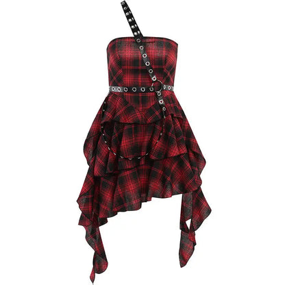 NANA' Punk Style Red Checkerboard Dress AlielNosirrah