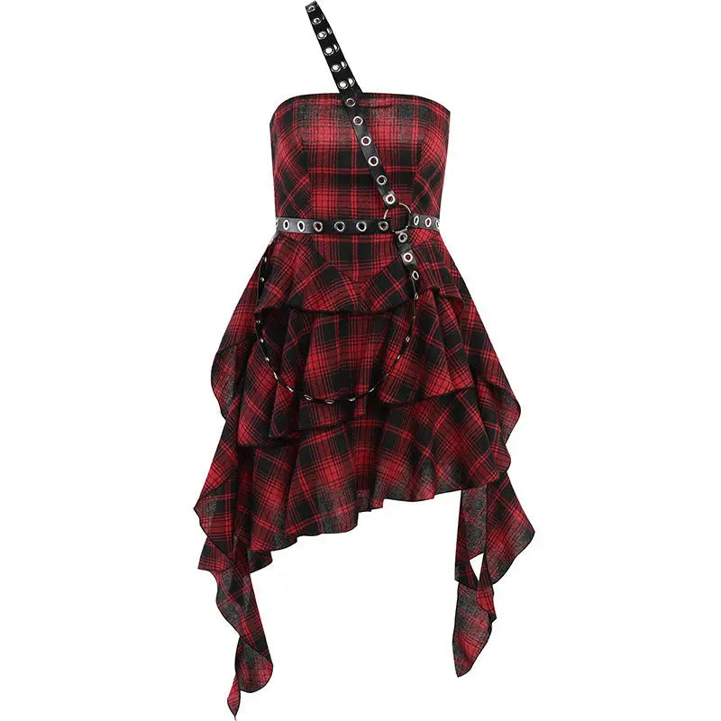 NANA' Punk Style Red Checkerboard Dress AlielNosirrah