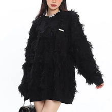 Load image into Gallery viewer, &#39;Nariele&#39; fringed crew neck solid sweater AlielNosirrah
