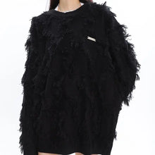 Load image into Gallery viewer, &#39;Nariele&#39; fringed crew neck solid sweater AlielNosirrah
