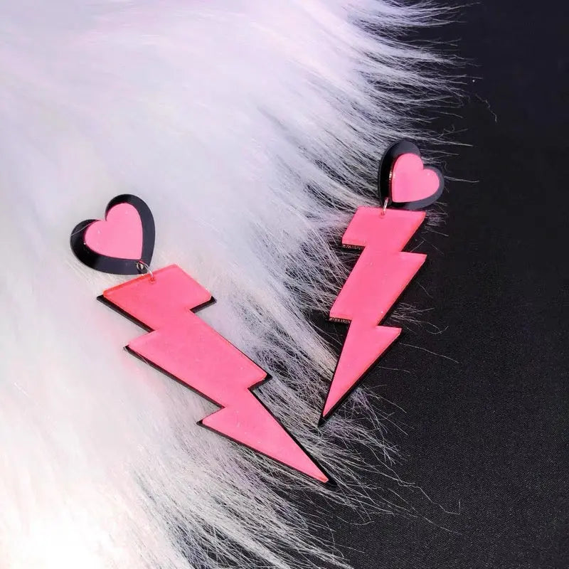 'Neon' Hot Pink Thunder Egirl Earrings