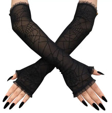 Load image into Gallery viewer, &#39;Nightfall&#39; Spider Web See Through Gloves AlielNosirrah
