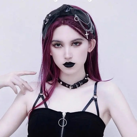 [Noir] Goth Punk Cross Pendants Hair Band