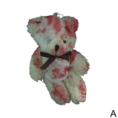 'OW!' Punk Bloody Injured Bear Bagchain Keychain - AlielNosirrah