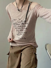 Load image into Gallery viewer, &#39;Old Letter&#39; Grunge Faded Prints Buckle Strap Top AlielNosirrah
