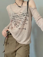 Load image into Gallery viewer, &#39;Old Letter&#39; Grunge Faded Prints Buckle Strap Top AlielNosirrah
