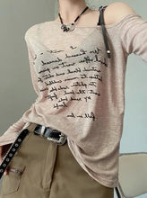 Load image into Gallery viewer, &#39;Old Letter&#39; Grunge Faded Prints Buckle Strap Top AlielNosirrah
