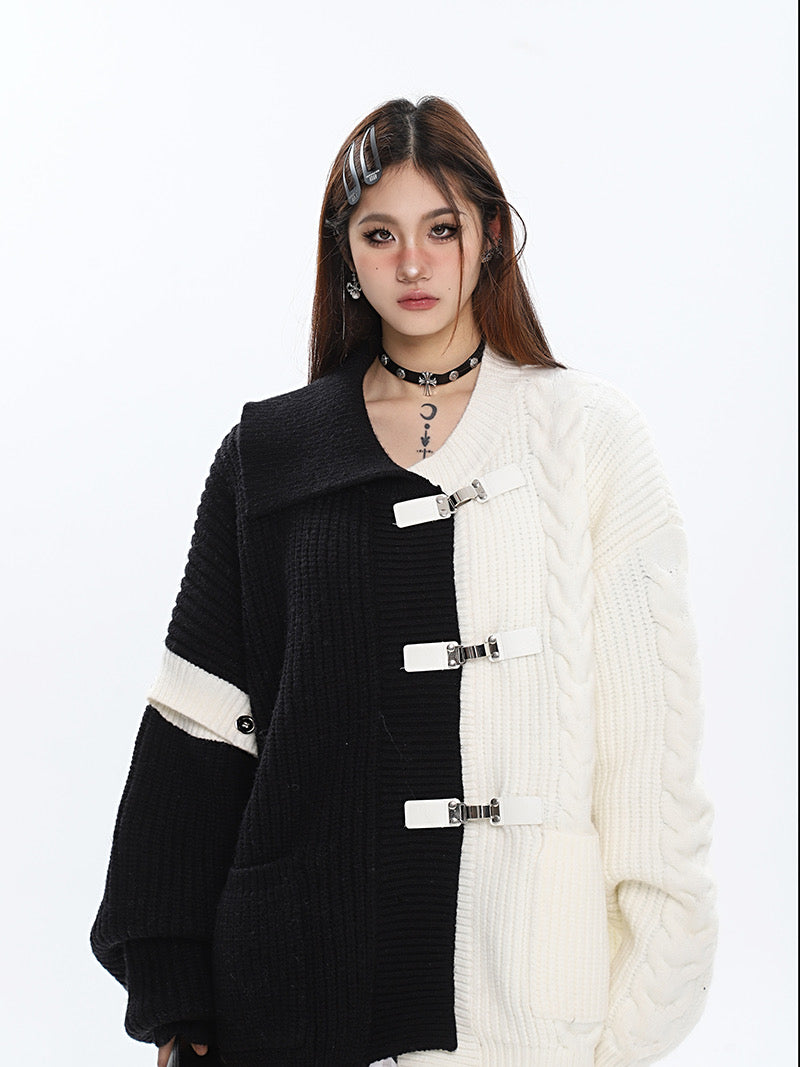 'Panda' Black & White Patchwork Sweater Outwear AlielNosirrah