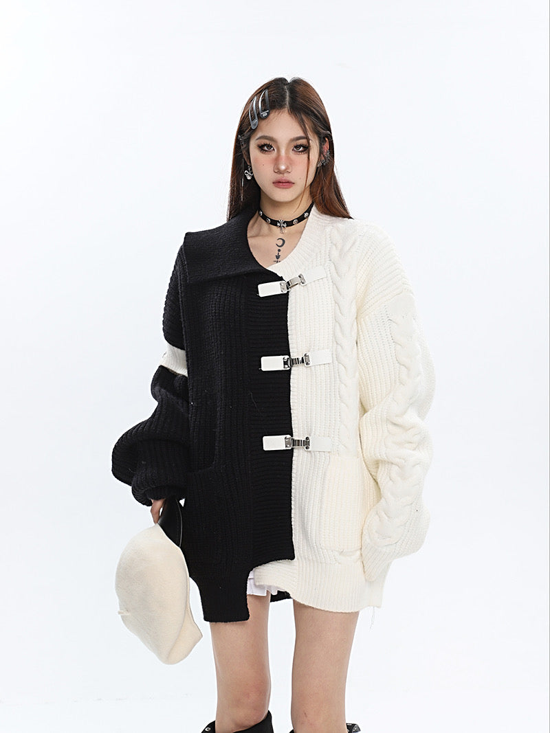 'Panda' Black & White Patchwork Sweater Outwear AlielNosirrah