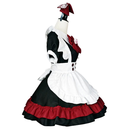 'Pawcess' Kawaii Goth Red Bow-tie Maid Dress AlielNosirrah