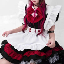 Load image into Gallery viewer, &#39;Pawcess&#39; Kawaii Goth Red Bow-tie Maid Dress AlielNosirrah
