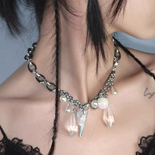 Load image into Gallery viewer, &#39;Pendulum Crystal &amp; Stone Wasteland Punk Necklace AlielNosirrah
