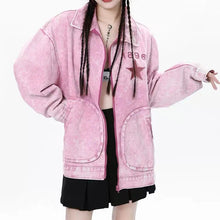Load image into Gallery viewer, &#39;Pink Star&#39; Denim Pockets Oversized Jacket AlielNosirrah
