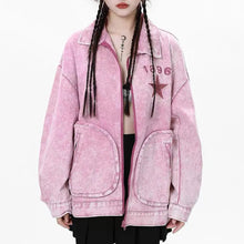 Load image into Gallery viewer, &#39;Pink Star&#39; Denim Pockets Oversized Jacket AlielNosirrah

