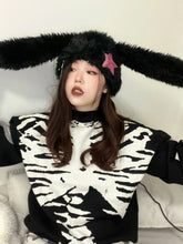 Load image into Gallery viewer, &#39;Pink Star&#39; Kawaii Goth Black Rabbit Hat AlielNosirrah
