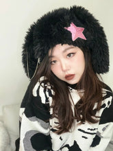 Load image into Gallery viewer, &#39;Pink Star&#39; Kawaii Goth Black Rabbit Hat AlielNosirrah
