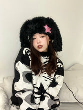 Load image into Gallery viewer, &#39;Pink Star&#39; Kawaii Goth Black Rabbit Hat AlielNosirrah
