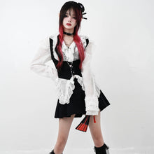 Load image into Gallery viewer, &#39;Poetic&#39; Goth White Ruffled  Corset Shirts AlielNosirrah
