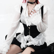 Load image into Gallery viewer, &#39;Poetic&#39; Goth White Ruffled  Corset Shirts AlielNosirrah
