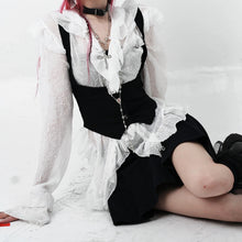 Load image into Gallery viewer, &#39;Poetic&#39; Goth White Ruffled  Corset Shirts AlielNosirrah
