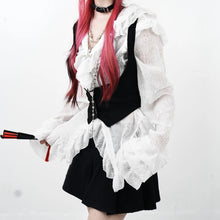 Load image into Gallery viewer, &#39;Poetic&#39; Goth White Ruffled  Corset Shirts AlielNosirrah
