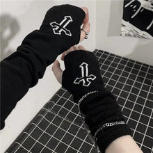 Load image into Gallery viewer, Prayer&#39; Cross Knitting Fingerless Gloves AlielNosirrah
