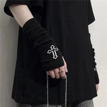 Load image into Gallery viewer, Prayer&#39; Cross Knitting Fingerless Gloves AlielNosirrah
