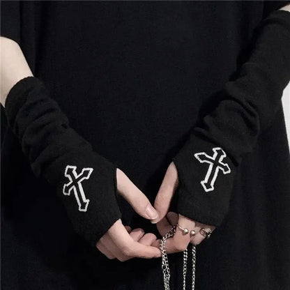 Prayer' Cross Knitting Fingerless Gloves AlielNosirrah