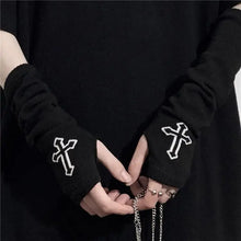 Load image into Gallery viewer, Prayer&#39; Cross Knitting Fingerless Gloves AlielNosirrah
