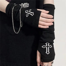 Load image into Gallery viewer, Prayer&#39; Cross Knitting Fingerless Gloves AlielNosirrah
