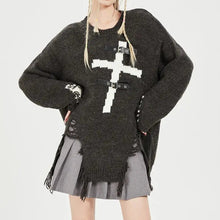 Load image into Gallery viewer, &#39;Promise&#39; Buckle Cross Ripped Sweater AlielNosirrah
