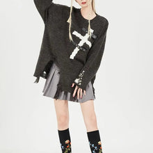 Load image into Gallery viewer, &#39;Promise&#39; Buckle Cross Ripped Sweater AlielNosirrah
