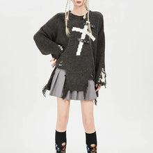 Load image into Gallery viewer, &#39;Promise&#39; Buckle Cross Ripped Sweater AlielNosirrah
