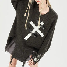 Load image into Gallery viewer, &#39;Promise&#39; Buckle Cross Ripped Sweater AlielNosirrah
