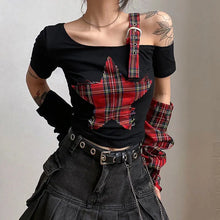 Load image into Gallery viewer, &#39;Punk Princess&#39; Red Star Prints Gloves Top AlielNosirrah
