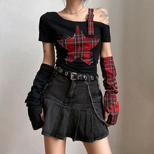 Load image into Gallery viewer, &#39;Punk Princess&#39; Red Star Prints Gloves Top AlielNosirrah
